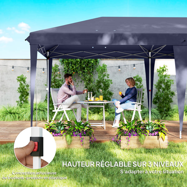 Tonnelle de jardin pliante 6 x 3 m tonnelle de jardin extérieure barnum pliant pop-up imperméabilisé 4 parois latérales amovibles 4 fenêtres + sac de transport bleu