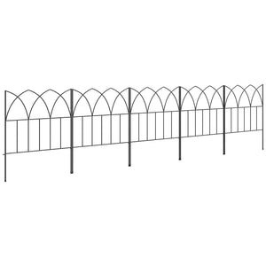 Lot de 5 panneaux de clôture de jardin décoratives en métal, bordure de jardin, pour parterre de fleurs - dim. 205 x 45,5 cm, noir