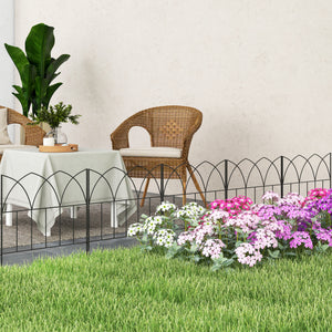 Lot de 5 panneaux de clôture de jardin décoratives en métal, bordure de jardin, pour parterre de fleurs - dim. 205 x 45,5 cm, noir