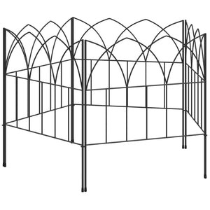 Lot de 5 panneaux de clôture de jardin décoratives en métal, bordure de jardin, pour parterre de fleurs - dim. 205 x 45,5 cm, noir