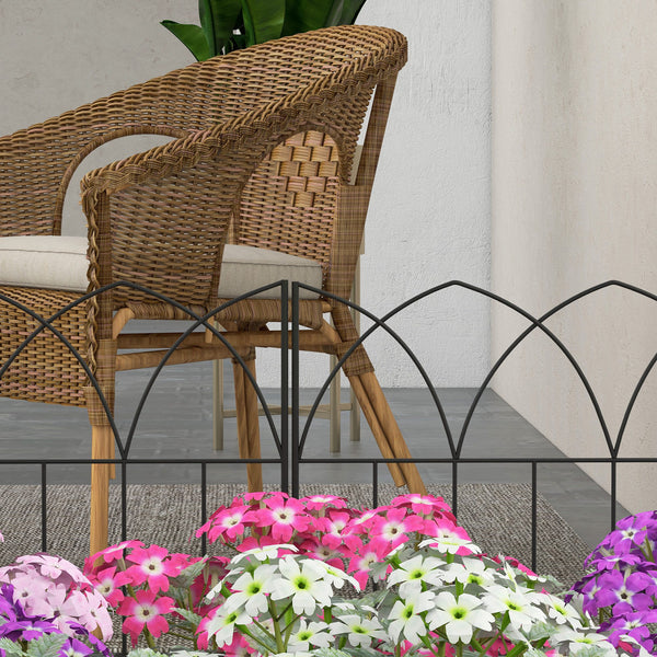 Lot de 5 panneaux de clôture de jardin décoratives en métal, bordure de jardin, pour parterre de fleurs - dim. 205 x 45,5 cm, noir