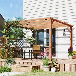 Pergola en bois massif de jardin 3 x 3 m - structure robuste avec poteaux 90 mm et 7 poutres - tonnelle extérieur stable pour vignes et plantes grimpantes, effet bois d'érable