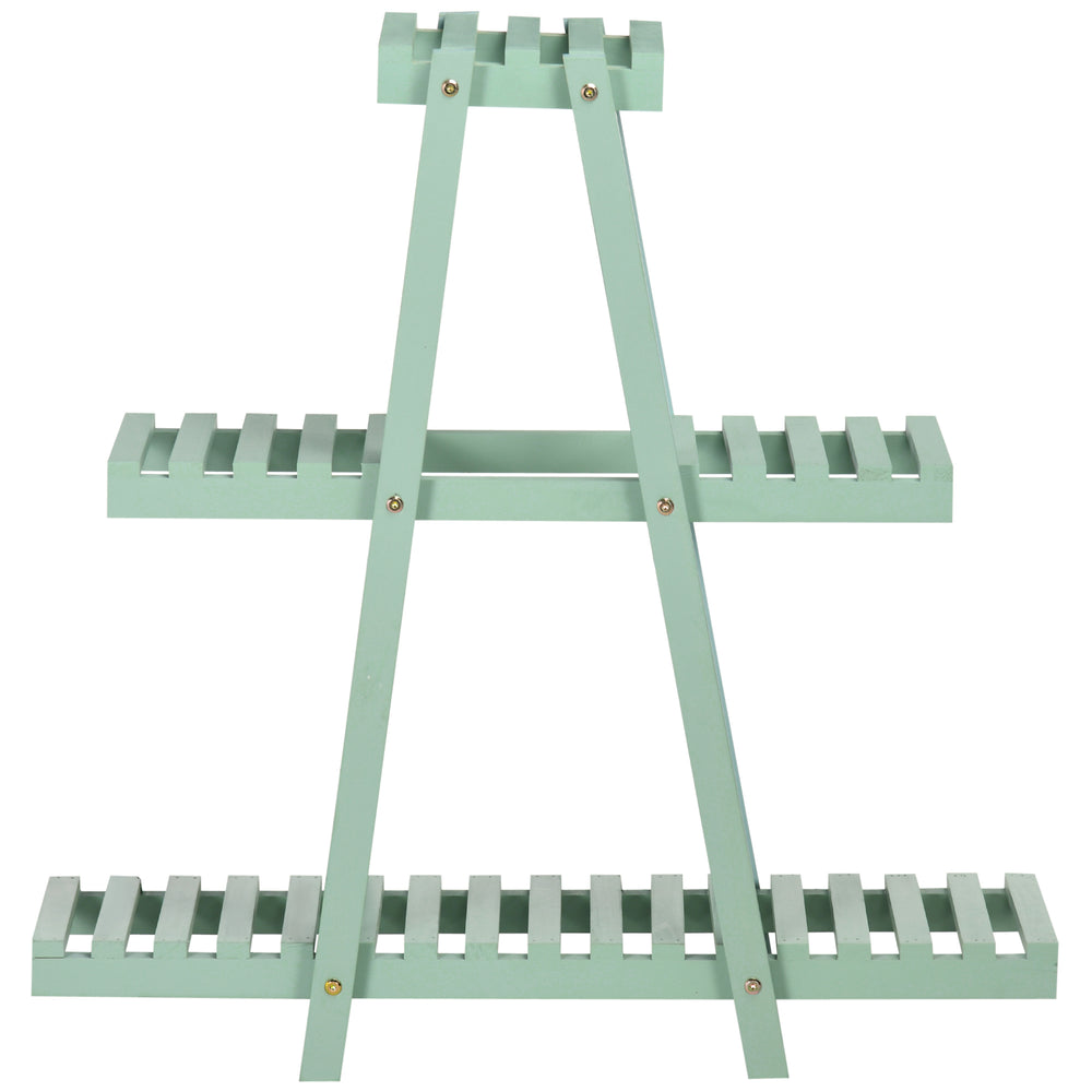 Étagère à plantes en bois étagère à fleurs support de pots de fleurs 3 niveaux de rangement - 76 x 26 x 76 cm - vert