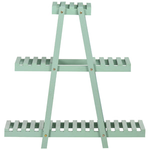 Étagère à plantes en bois étagère à fleurs support de pots de fleurs 3 niveaux de rangement - 76 x 26 x 76 cm - vert
