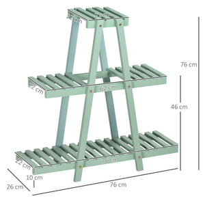 Étagère à plantes en bois étagère à fleurs support de pots de fleurs 3 niveaux de rangement - 76 x 26 x 76 cm - vert