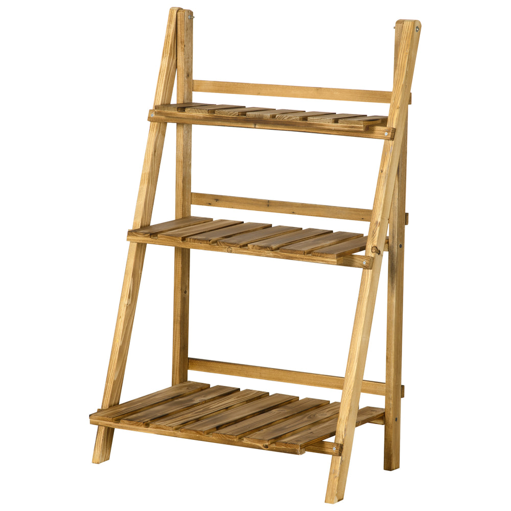 Étagère à fleurs support plantes intérieur supports de pots porte plante 3 niveaux pliable bois de sapin 60 x 37 x 93 cm charge max. 50 kg pour intérieur, cour, terrasse, balcon