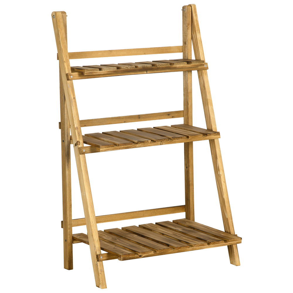 Étagère à fleurs support plantes intérieur supports de pots porte plante 3 niveaux pliable bois de sapin 60 x 37 x 93 cm charge max. 50 kg pour intérieur, cour, terrasse, balcon