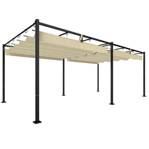 Pergola  5,7 m x 2,95 m avec Toit Rétractable, Pergola de Jardin avec Protection UV50+, Résistante à l'Eau, Beige