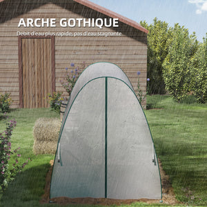 Serre de jardin PE, serre de balcon, bâche renforcée 140 g/m², châssis en acier, 2 portes zippées enroulables, pour légumes plantes fleurs, intérieur et extérieur, 180 x 180 x 200 cm, blanc