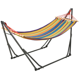 Hamac de jardin pliable étendoir à linge avec support incurvé en métal époxy hamac sur pied 1 place charge max. 120 Kg dim. 270L x 100l x 94Hcm