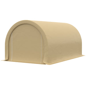 Carport tente de garage 5 x 3 x 2,4 m, abri voiture extérieur, tente de stockage avec porte enroulable zippée, acier galvanisé, PE haute densité 190 g/m², beige