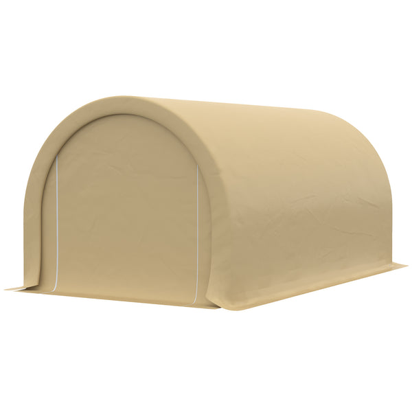 Carport tente de garage 5 x 3 x 2,4 m, abri voiture extérieur, tente de stockage avec porte enroulable zippée, acier galvanisé, PE haute densité 190 g/m², beige