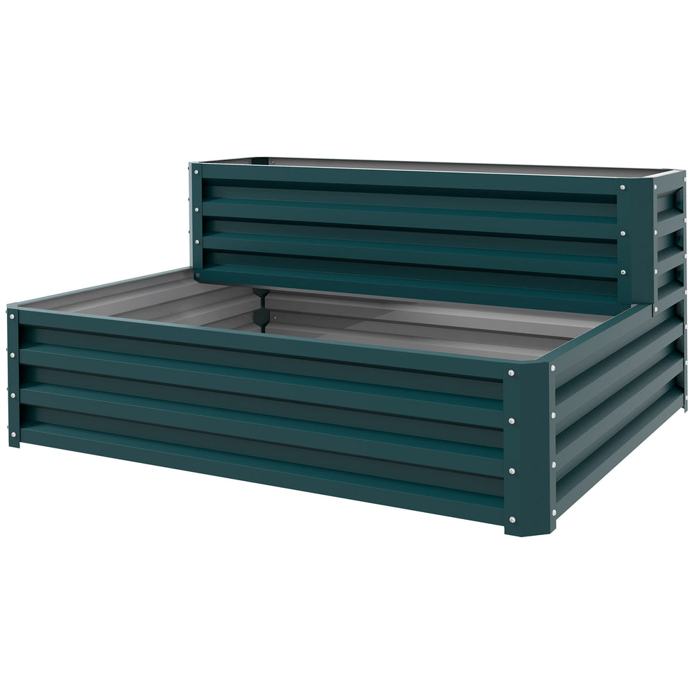Carré potager de jardin jardinière en acier galvanisé lit de jardin surélevé fond ouvert 2 étages pour herbes légumes fruits fleurs 120 x 101 x 58 cm vert