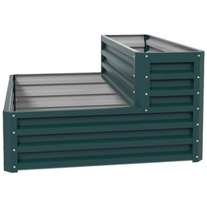 Carré potager de jardin jardinière en acier galvanisé lit de jardin surélevé fond ouvert 2 étages pour herbes légumes fruits fleurs 120 x 101 x 58 cm vert