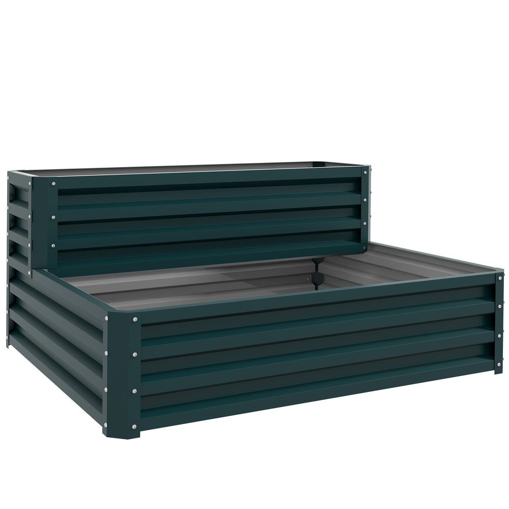 Carré potager de jardin jardinière en acier galvanisé lit de jardin surélevé fond ouvert 2 étages pour herbes légumes fruits fleurs 120 x 101 x 58 cm vert