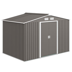 Abri de Jardin 4,9 m² cabane de jardin armoire de jardin Dim. 2,77L x 1,95l x 1,92H m Porte coulissante ventilations tôle Acier Gris