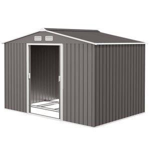 Abri de Jardin 4,9 m² cabane de jardin armoire de jardin Dim. 2,77L x 1,95l x 1,92H m Porte coulissante ventilations tôle Acier Gris