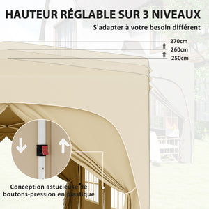 Tonnelle de jardin extérieure 3 x 6 m, tonnelle pliante pop up, hauteur réglable, sac de transport et sacs de sable, protection UPF50+, barnum pliant pour camping, festival, patio, sable