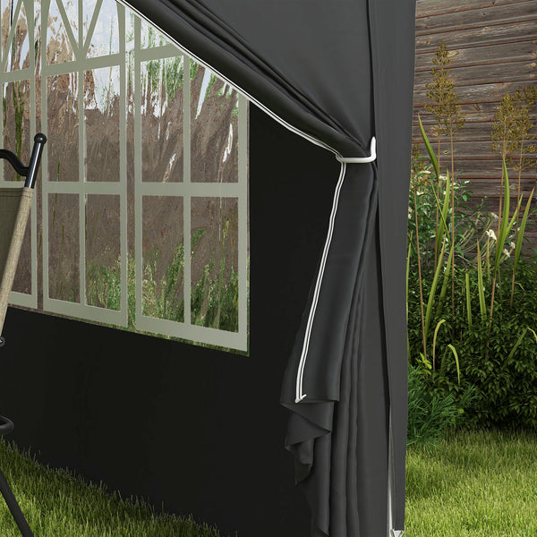 Tonnelle de jardin extérieure tente de réception barnum pop-up pliant 3 x 3 m 4 parois amovibles + sac de transport noir