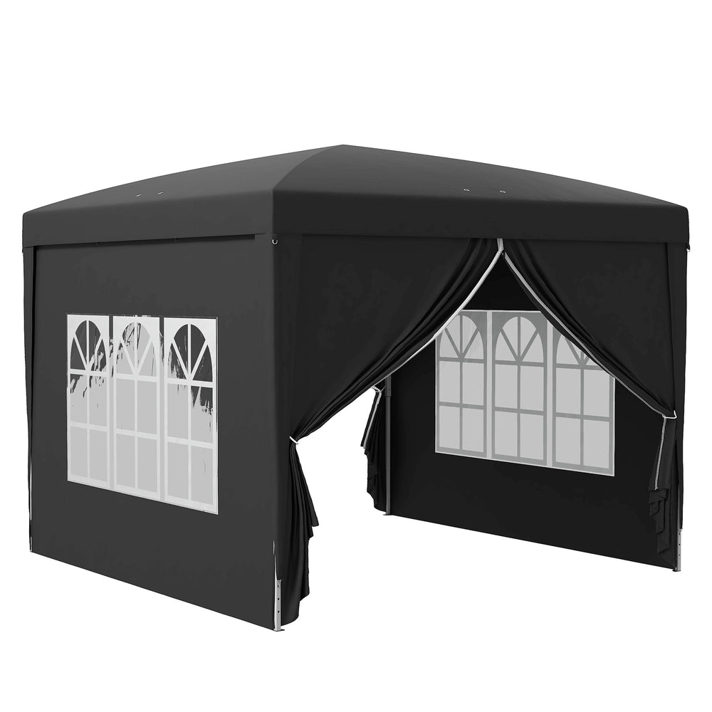 Tonnelle de jardin extérieure tente de réception barnum pop-up pliant 3 x 3 m 4 parois amovibles + sac de transport noir