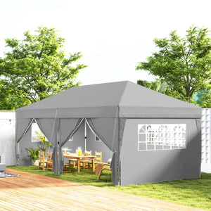 Tonnelle de jardin exterieur tonnelle pliante 3 x 6 m pop-up avec 6 parois latérales, trous de drainage, sac de transport inclus, barnum pliant pour camping festival mariage, gris