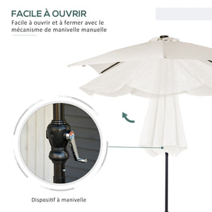 Parasol de jardin Parasol droit 3 x 2 m lumineux rectangulaire inclinable avec LED solaire acier polyester haute densité crème