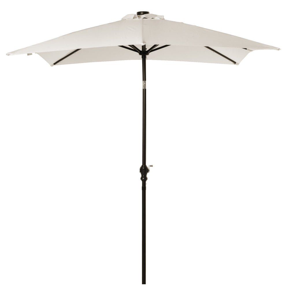 Parasol de jardin Parasol droit 3 x 2 m lumineux rectangulaire inclinable avec LED solaire acier polyester haute densité crème
