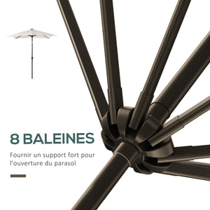 Parasol de jardin Parasol droit 3 x 2 m lumineux rectangulaire inclinable avec LED solaire acier polyester haute densité crème