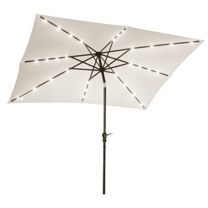 Parasol de jardin Parasol droit 3 x 2 m lumineux rectangulaire inclinable avec LED solaire acier polyester haute densité crème