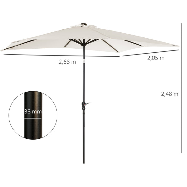 Parasol de jardin Parasol droit 3 x 2 m lumineux rectangulaire inclinable avec LED solaire acier polyester haute densité crème