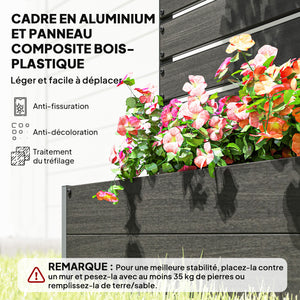 Jardinière avec treillis, lit surélevé de jardin, jardinière extérieure pour plantes grimpantes, bac à fleurs rectangulaire pot de plantes pour balcon terrasse patio, 90,5x38x180 cm, noir