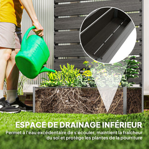 Jardinière avec treillis, lit surélevé de jardin, jardinière extérieure pour plantes grimpantes, bac à fleurs rectangulaire pot de plantes pour balcon terrasse patio, 90,5x38x180 cm, noir