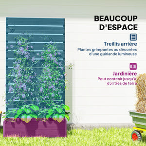 Jardinière avec treillis, lit surélevé de jardin, jardinière extérieure pour plantes grimpantes, bac à fleurs rectangulaire pot de plantes pour balcon terrasse patio, 90,5x38x180 cm, noir