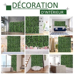 Haie Artificielle Feuilles de Laurier - Brise-Vue Feuillage réaliste dim. 3L x 1H m PE Anti-UV Vert