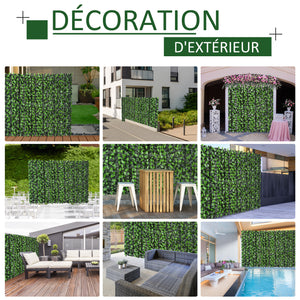 Haie Artificielle Feuilles de Laurier - Brise-Vue Feuillage réaliste dim. 3L x 1H m PE Anti-UV Vert
