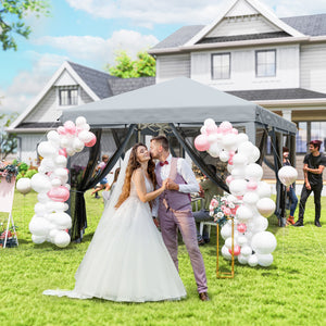 Tonnelle pliante tonnelle de jardin extérieure barnum pliant Pop-up pavillon de terrasse 6 x 3 m Anti-UV moustiquaires amovibles + Sac de Transport Gris