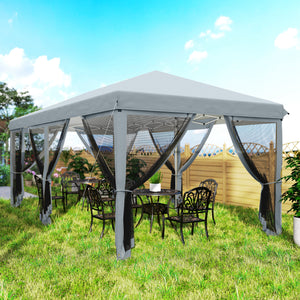 Tonnelle pliante tonnelle de jardin extérieure barnum pliant Pop-up pavillon de terrasse 6 x 3 m Anti-UV moustiquaires amovibles + Sac de Transport Gris