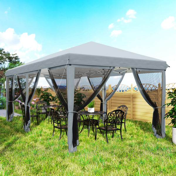 Tonnelle pliante tonnelle de jardin extérieure barnum pliant Pop-up pavillon de terrasse 6 x 3 m Anti-UV moustiquaires amovibles + Sac de Transport Gris