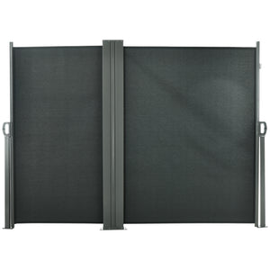 Double Store latéral Brise-Vue paravent rétractable dim. 6L x 1,80H m Polyester Anti-UV Haute densité 180 g/m² Gris