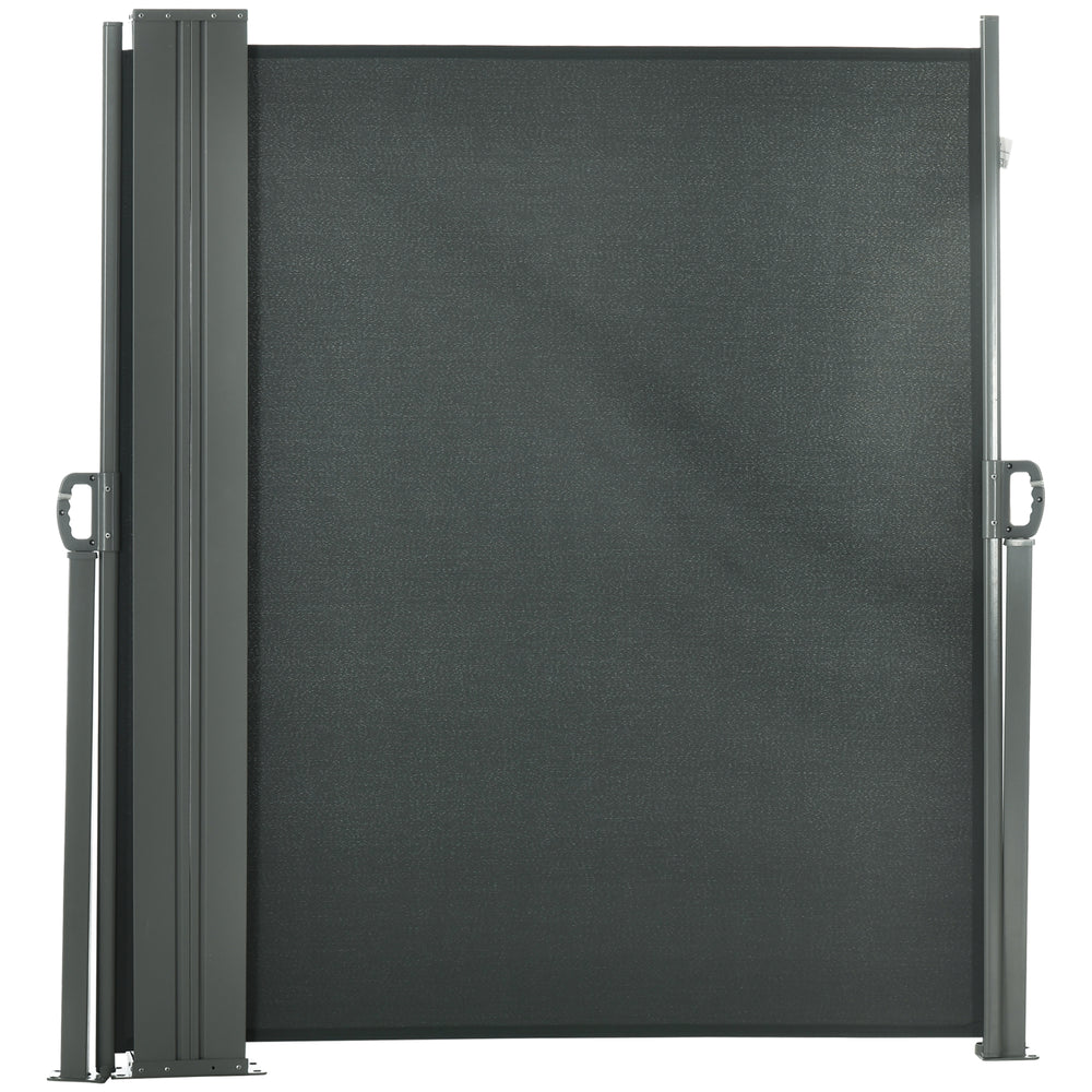 Double Store latéral Brise-Vue paravent rétractable dim. 6L x 1,80H m Polyester Anti-UV Haute densité 180 g/m² Gris
