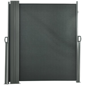 Double Store latéral Brise-Vue paravent rétractable dim. 6L x 1,80H m Polyester Anti-UV Haute densité 180 g/m² Gris