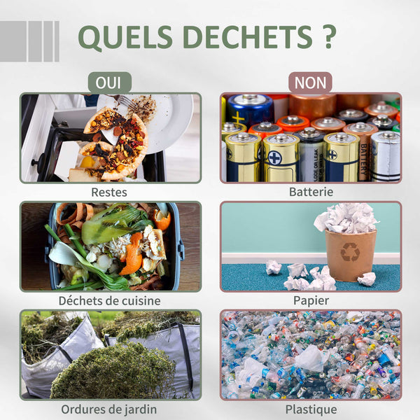 Composteur de Jardin - bac à Compost pour déchets - Rotatif 360° - Double Chambre 160 L - Acier PP Gris