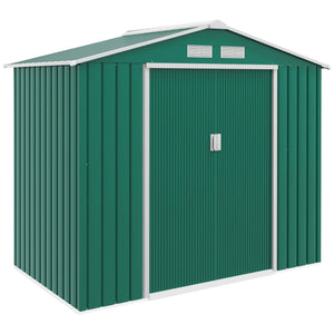 Abri de Jardin 2,42 m² - Remise pour Outils avec Fondation - cabanon Porte verrouillable - dim. 213L x 130l x 185H cm - tôle d'acier Vert
