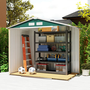 Abri de Jardin 2,42 m² - Remise pour Outils avec Fondation - cabanon Porte verrouillable - dim. 213L x 130l x 185H cm - tôle d'acier Vert