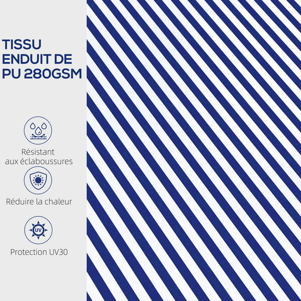 Store banne manuel rétractable 3 x 2,5 m store pour balcon inclinaison réglable manivelle cadre en aluminium polyester Anti-UV bleu et blanc