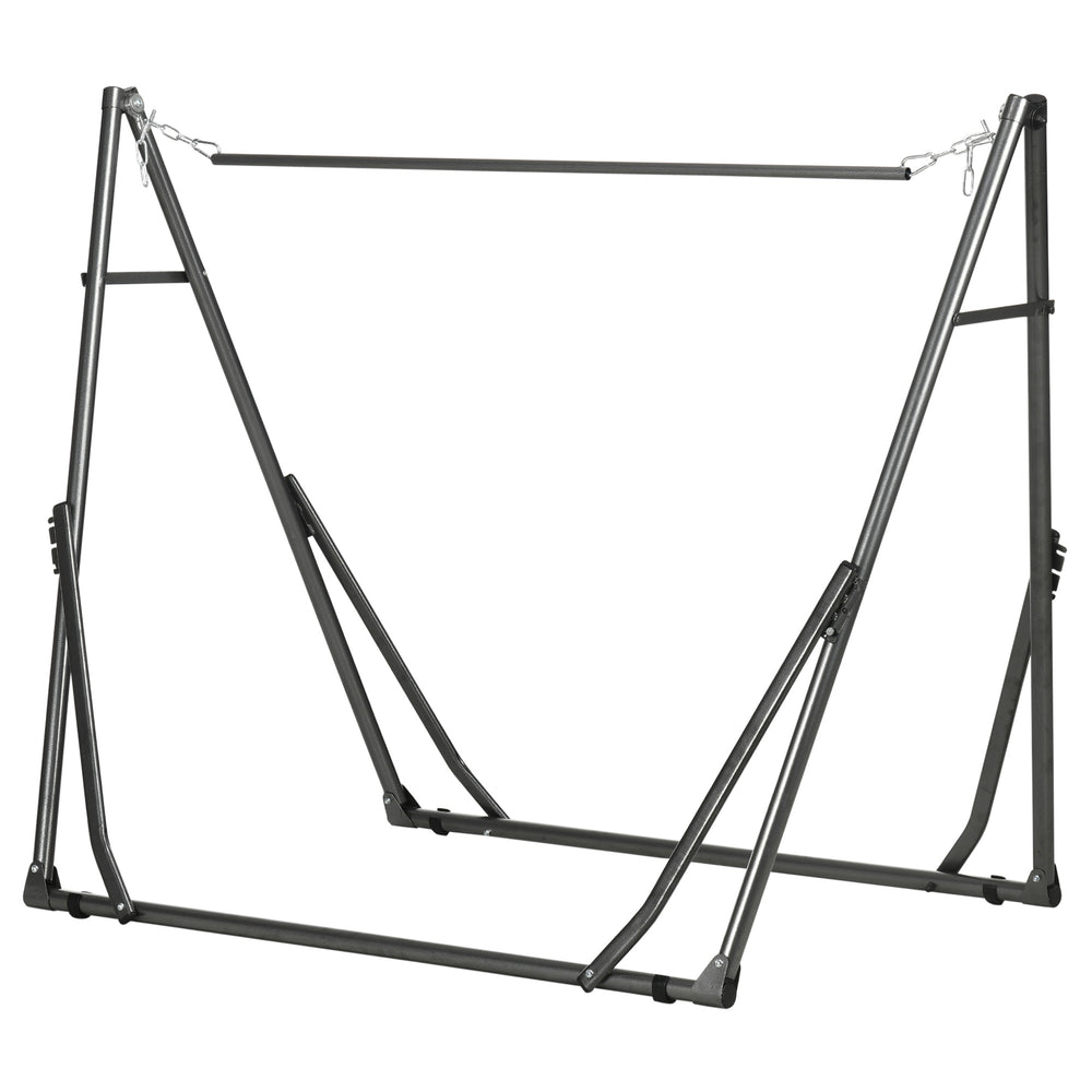 Support de Hamac Pliable, Cadre de Hamac Portable 2-en-1 Réglable avec Sac de Transport et Structure en Acier, pour Intérieur, Extérieur, Camping, Noir