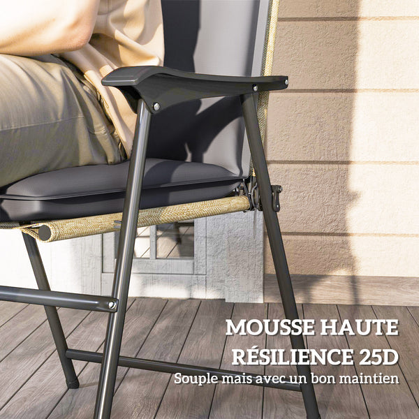 Lot de 4 coussins de chaise d'extérieur galette de chaise à dossier haut attaches et bande réglable tissu teint en fil anti-décoloration UPF50+ pour jardin terrasse balcon 124x50x5cm gris
