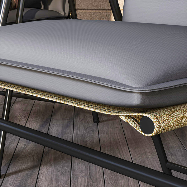 Lot de 4 coussins de chaise d'extérieur galette de chaise à dossier haut attaches et bande réglable tissu teint en fil anti-décoloration UPF50+ pour jardin terrasse balcon 124x50x5cm gris