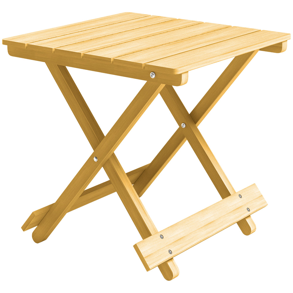 Table basse pliante en bois massif, table d'appoint pliante, légère, dessus à lattes, pour balcon, jardin, terrasse, 40 x 43 x 40 cm, bois naturel
