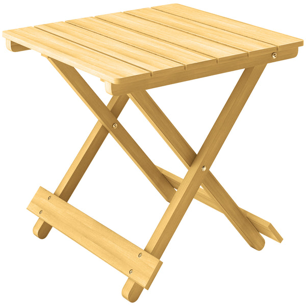 Table basse pliante en bois massif, table d'appoint pliante, légère, dessus à lattes, pour balcon, jardin, terrasse, 40 x 43 x 40 cm, bois naturel
